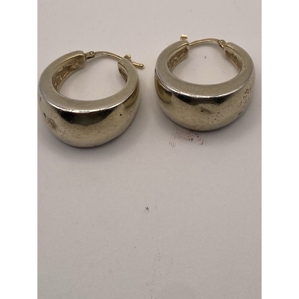 VTG 925 Italy Silver Large 1" Chunky Hoops